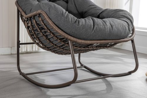Spun-polyester Outdoor Rattan Rocking Chair,Padded Cushion Rocker Recliner Chair Outdoor for Front Porch