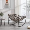 Velvet Outdoor Rattan Rocking Chair,Padded Cushion Rocker Recliner Chair Outdoor for Front Porch