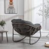 Spun-polyester Outdoor Rattan Rocking Chair,Padded Cushion Rocker Recliner Chair Outdoor for Front Porch
