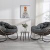 Spun-polyester Outdoor Rattan Rocking Chair,Padded Cushion Rocker Recliner Chair Outdoor for Front Porch