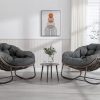 Spun-polyester Outdoor Rattan Rocking Chair,Padded Cushion Rocker Recliner Chair Outdoor for Front Porch