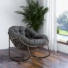 Spun-polyester Outdoor Rattan Rocking Chair,Padded Cushion Rocker Recliner Chair Outdoor for Front Porch