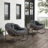 Spun-polyester Outdoor Rattan Rocking Chair,Padded Cushion Rocker Recliner Chair Outdoor for Front Porch