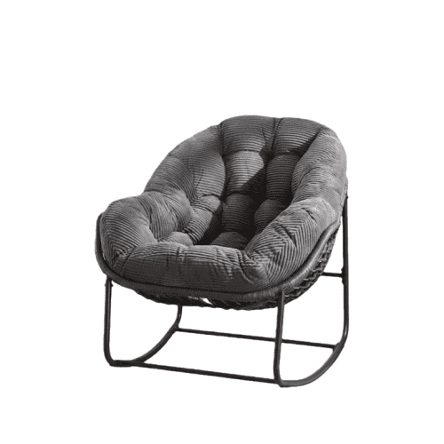 Velvet Outdoor Rattan Rocking Chair,Padded Cushion Rocker Recliner Chair Outdoor for Front Porch