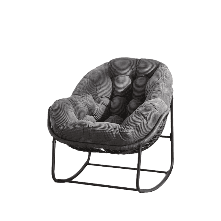 Velvet Outdoor Rattan Rocking Chair,Padded Cushion Rocker Recliner Chair Outdoor for Front Porch