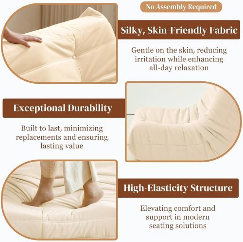 Luxury Accent Chair Button-Tufted Detail White Microfiber Comfy Chair Living Room Furniture