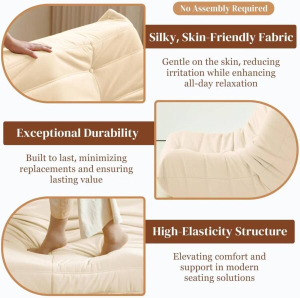 Luxury Accent Chair Button-Tufted Detail White Microfiber Comfy Chair Living Room Furniture