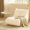 Luxury Accent Chair Button-Tufted Detail White Microfiber Comfy Chair Living Room Furniture