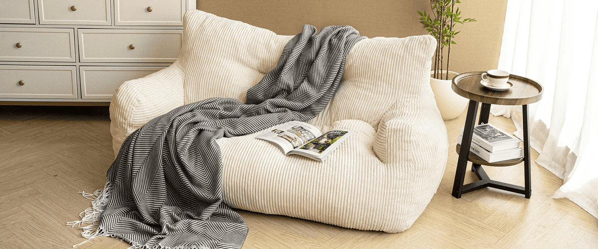 Bean Bag Sofa Chair with Armrests Stuffed High-Density Foam